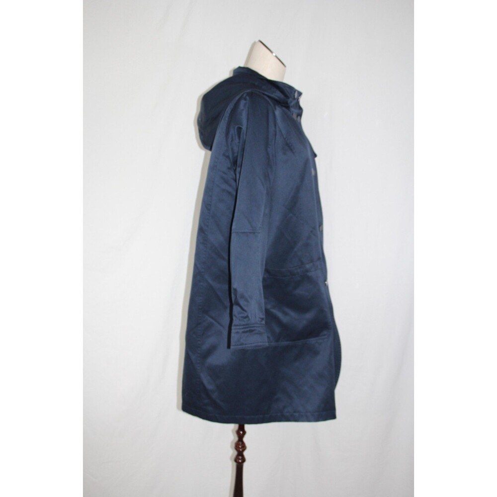 Pendleton Trench Coat Women’s Large Long Lined Hooded Navy Knee Length Button up